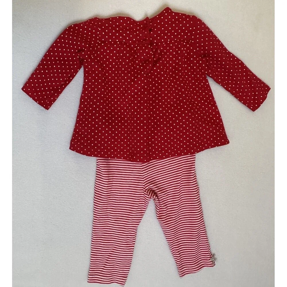Little Me Baby Girl 12M My‎ First Christmas Outfit Polka Dot Top & Stripe Pants